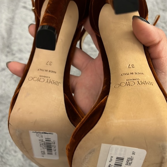 Jimmy Choo Misty 120 Velvet Heeled Sandals In Rust - Picture 7 of 14